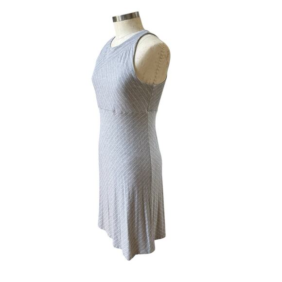 Athleta Santorini High Neck Mix Stripe Sleeveless Modal Knit Dress Womens S Gray - Picture 3 of 10
